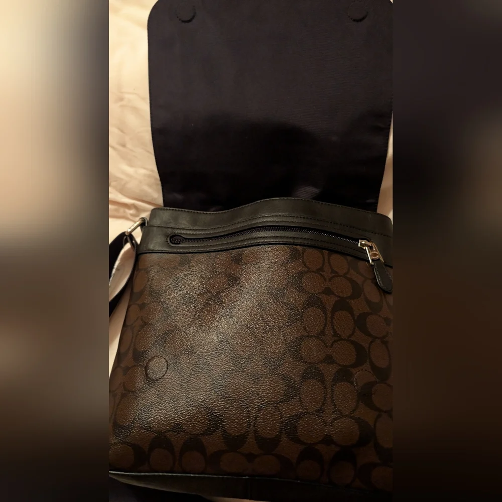 Coach Charles Small Messenger Signature PVC Leather Brown NWT